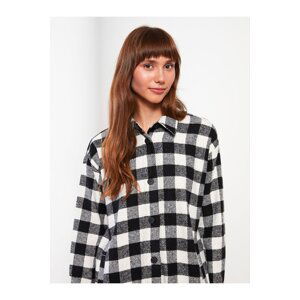 LC Waikiki Women's Plaid Long Sleeve Gabardine Oversize Shirt Jacket