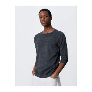 Koton Basic Knitwear Sweater Textured Crew Neck Slim Fit.