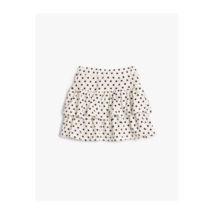 Koton Frilled Mini Skirt with Polka Dots and Elastic Waist. Comfortable cut.