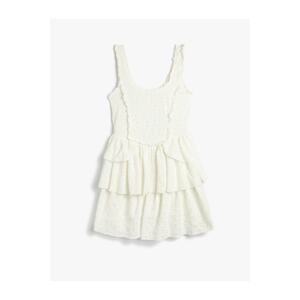 Koton Ruffles U-Neck Mini Dress with Straps and Frilly