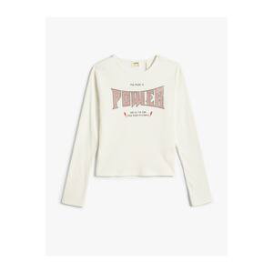 Koton Printed T-Shirt Punk Themed Long Sleeved Crew Neck Cotton Textured.