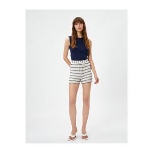 Koton Openwork Knit Shorts with Tie Waist Mini Cotton