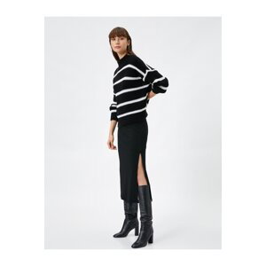 Koton Midi Knitwear Skirt With Slit Detailed Viscose Blend.