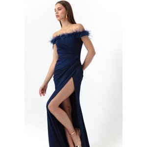 Lafaba Women's Navy Blue Evening Dress. Evening Dress.