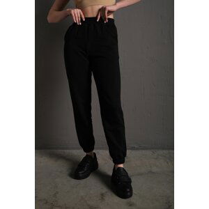 Know Women's Black Two Thread Jogger Sweatpants with Elastic Legs.