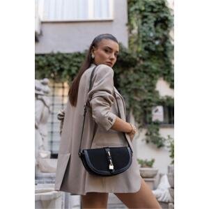Madamra Black Women's Contrast Design Crossbody Bag
