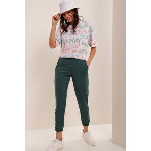 HAKKE Women's Green Pocket Sweatpants