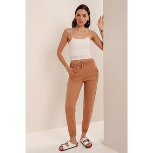 HAKKE Women's Tan Pocket Sweatpants