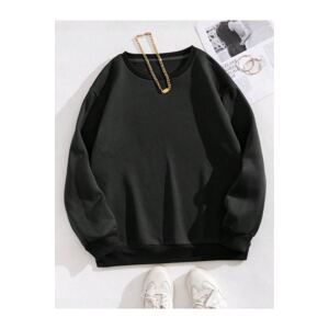 Know Women's Black Plain Crew Neck Sweatshirt