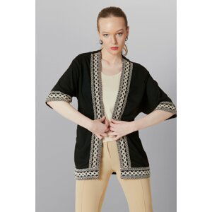 HAKKE Women's Stripe Detailed Textured Kaftan Kimono