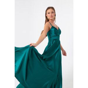 Lafaba Dámské smaragdově zelené lano popruh pas pás satén dlouhé večerní šaty a promoční šaty