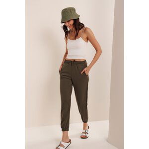 HAKKE Women's Khaki Pocket Sweatpants