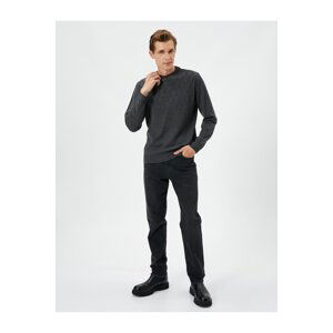 Koton Crew Neck Sweater Slim Fit Textured Ribbed Long Sleeved