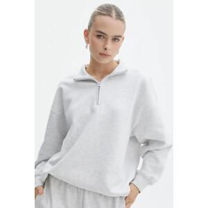 Madmext Graymelange Zipper Detailed Oversized Sweatshirt