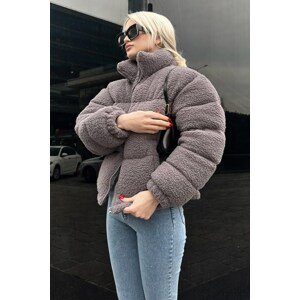 Madmext Smoked Plush Basic Crop Coat