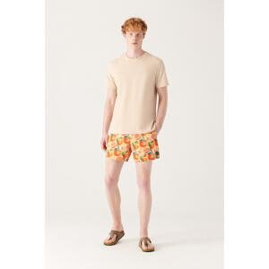 Avva Men's Orange Printed Beach Shorts
