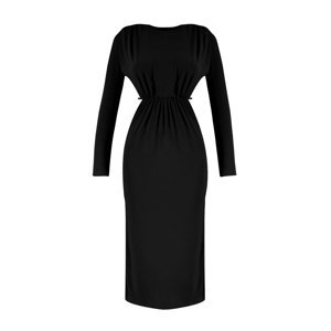 Trendyol černé pletené lemované elegantní večerní šaty s oknem / výřezem a lemováním