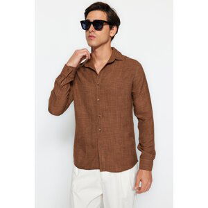 Trendyol Brown Slim Fit Linen Look Shirt