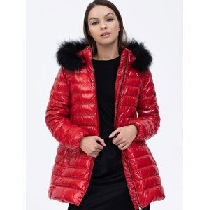 Red down jacket with raccoon dog Tiffi St. Anton