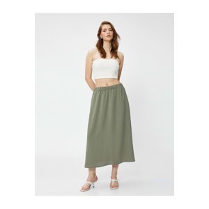 Koton Midi Length Flared Skirt Elastic Waist