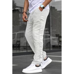 Madmext White Muslin Men's Basic Trousers 6507