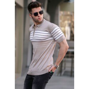 Madmext Men's Mink Polo Collar Zippered T-Shirt 5733