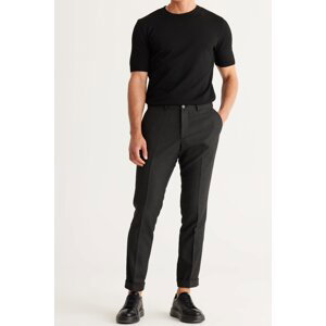 ALTINYILDIZ CLASSICS Men's Anthracite Slim Fit Slim Fit Trousers with Eyelet Pattern, Flexible Waist, Elastic Tie Trousers.
