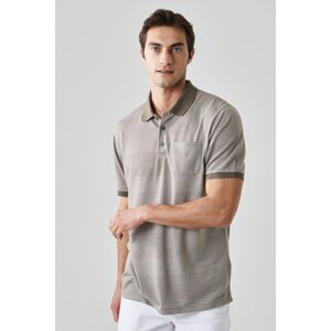 ALTINYILDIZ CLASSICS Men's Mink Comfort Fit Comfortable Cut Polo Neck Patterned Casual T-Shirt.