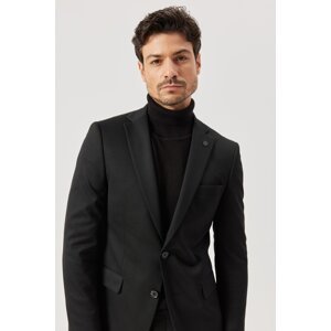 ALTINYILDIZ CLASSICS Men's Black Slim Fit Slim Fit Mono Collar Black Suit