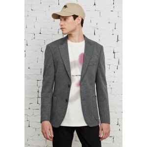 ALTINYILDIZ CLASSICS Men's Anthracite Slim Fit Slim Fit Mono Collar Patterned Blazer Jacket