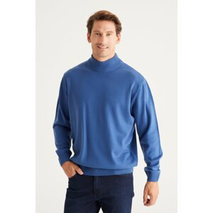 ALTINYILDIZ CLASSICS Men's Indigo Non-Pilling Standard Fit Normal Cut Half Turtleneck Knitwear Sweater