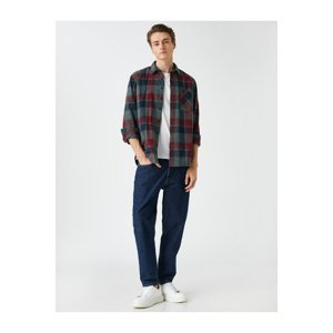 Koton Lumberjack Shirt with a Classic Collar, Pocket Detailed and Buttons.