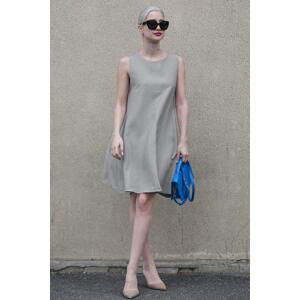 Madmext Gray Zero Sleeve Casual Linen Dress