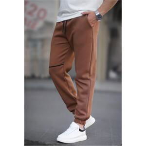 Madmext Brown Pocket Detailed Men's Basic Sweatpants 6523