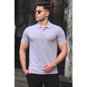 Madmext Basic Gray Polo Neck Men's T-Shirt 5101