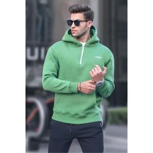 Madmext Green Zipper Hooded Sweatshirt 6143