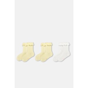 Dagi Ecru-Yellow Girl 3-Piece Lace Socks