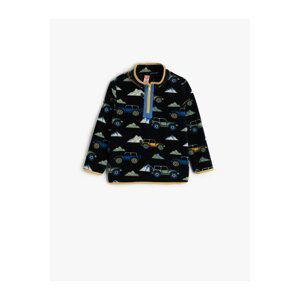 Koton Sweatshirt Stand-Up Collar Half-Zip Long Sleeves Print Detailed Pick-Up.