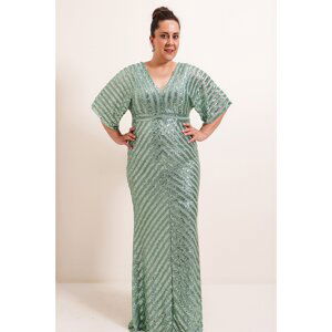 By Saygı Ottoban Pulp Lined B.b Long Evening Dress Mint