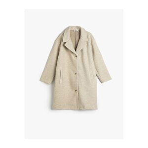 Koton Long Coat with Button Closure, Pocket Detailed