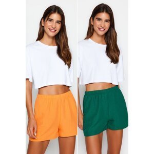 Trendyol Orange-Multicolor 2-Pack Viscose Woven Shorts