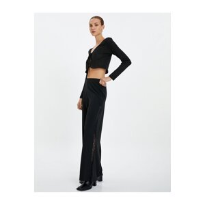 Koton Wide Leg Trousers. Normal Waist with Lace Detail on the sides.