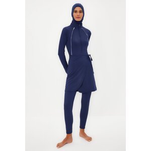 Trendyol Navy Blue Stripe Detailed Surf 4-Piece Swimsuit Set