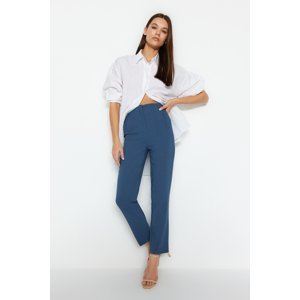 Trendyol Indigo Cigarette Fit Darted High Waist Ankle-Length Woven Trousers