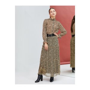 Koton Maxi šifónová sukně s leopardím vzorem, volánky a podšívkou.