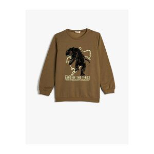 Koton Dinosaur Sweatshirt Long Sleeve Crew Neck Raised