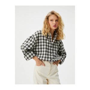 Koton Crop Lumberjack Shirt Tie Waist Long Sleeve Soft Textured