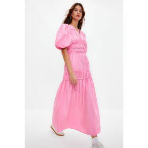 Trendyol Pink Gathered Detailed Long Woven Dress