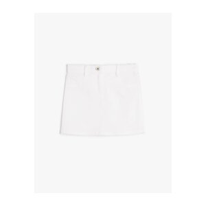 Koton Mini Skirt with Pocket and Buttons. Cotton