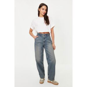 Trendyol Dark Blue Pale Effect Vintage Low Waist Skater Jeans